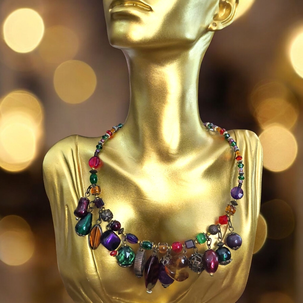 Bohemian Bead Memory Wire Necklace